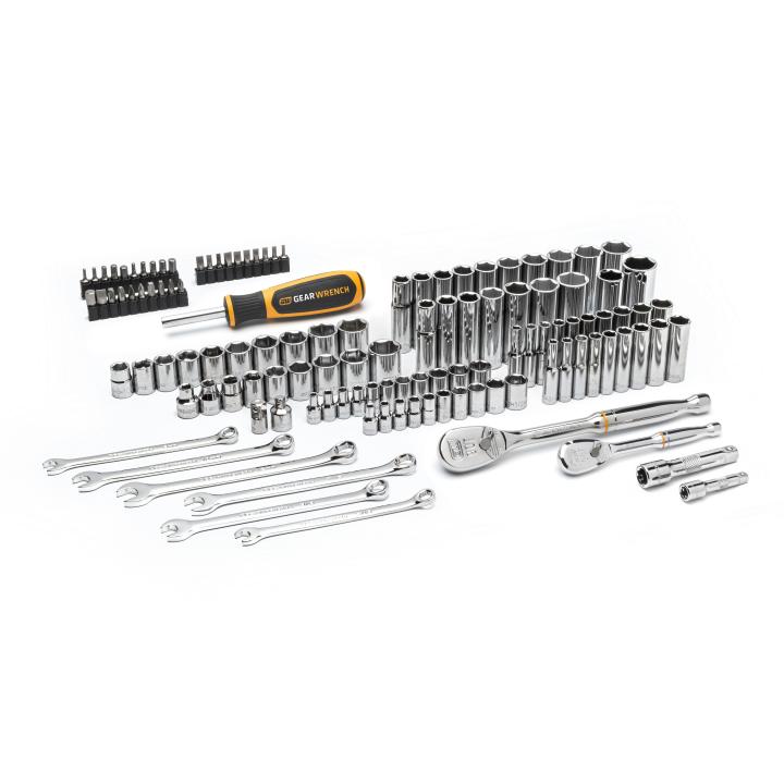 121 Piece 1/4" & 3/8” Drive 90T SAE/Metric Mechanics Hand Tool Set