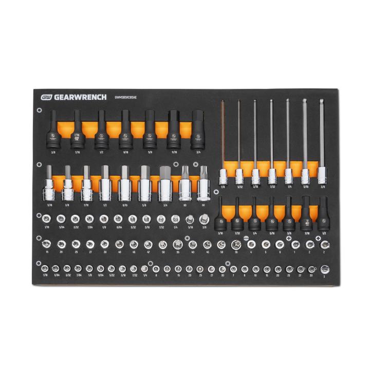 88 Piece 1/4”, 3/8” & 1/2” Drive SAE Bit Socket Set in Foam Storage Tray