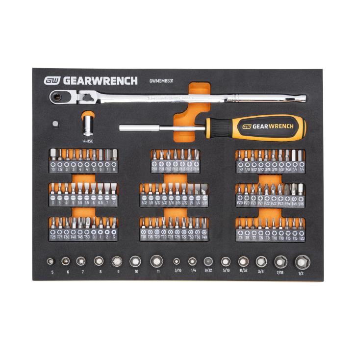 105 Piece 1/4” Drive Slim Head Mechanics Tool Set in Foam Storage Tray