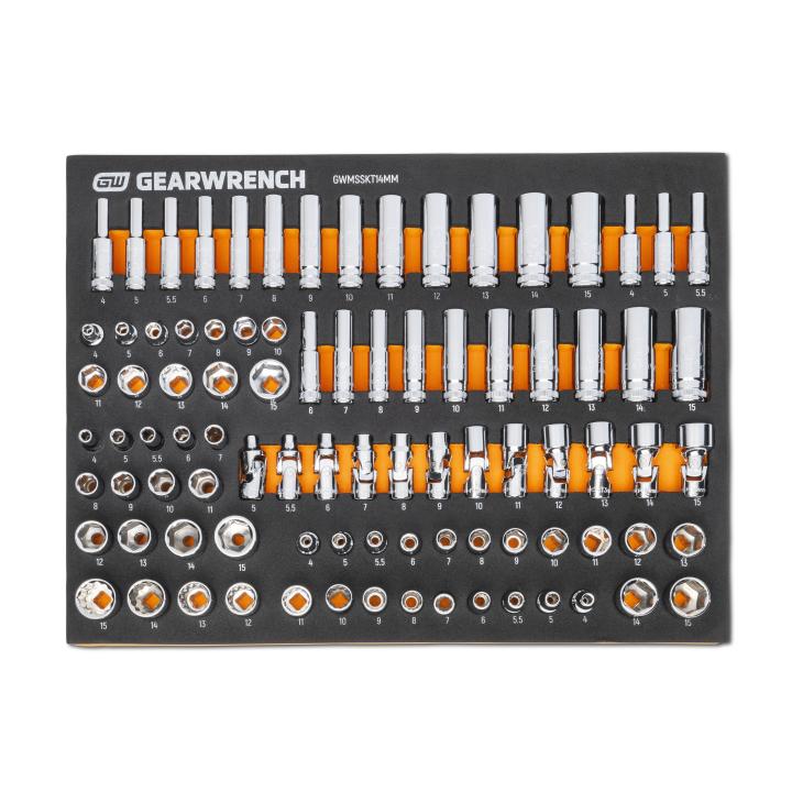 89 Piece 1/4” Drive Master Metric Socket Set in Foam Storage Tray
