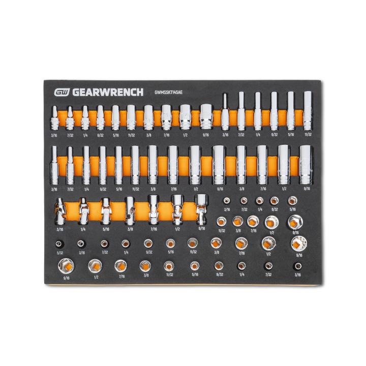 68 Piece 1/4” Drive Master SAE Socket Set in Foam Storage Tray