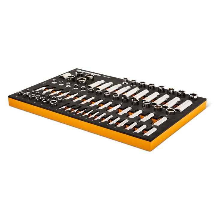 77 Piece 1/4", 3/8" & 1/2" Drive Hi-Viz Metric Socket Set in Foam Tray