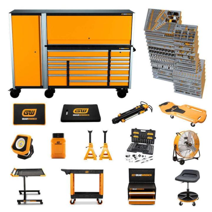 1629 Piece MEGAMOD Mechanics Tool Set in Premium Modular Foam Trays with Tool Storage & Shop Equipment