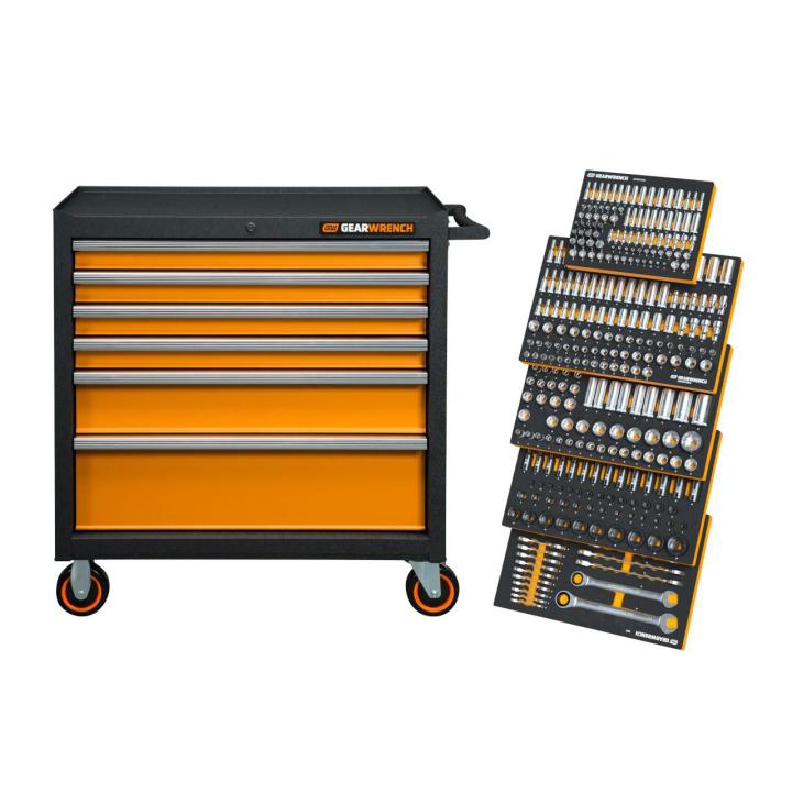 358 Piece MEGAMOD Metric Mechanics Tool Set in Modular Foam Trays with Rolling Cabinet