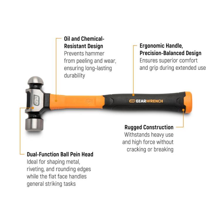 32 oz. Ball Pein Hammer with Fiberglass Handle